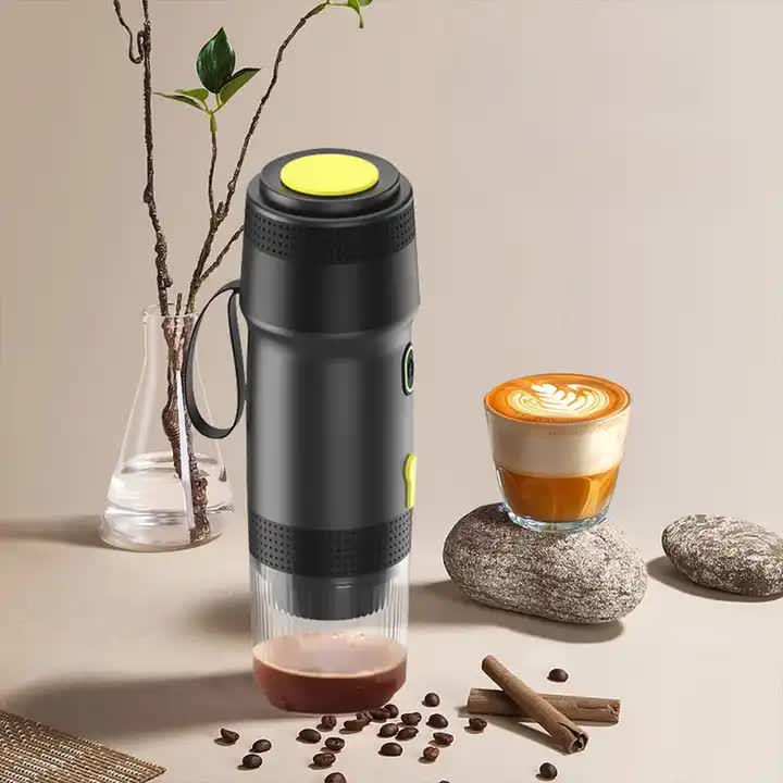 Image of black portable fully automatic espresso coffee machine - universal 3-in-1 capsule, coffee powder & espresso maker versatile for both home and professional use