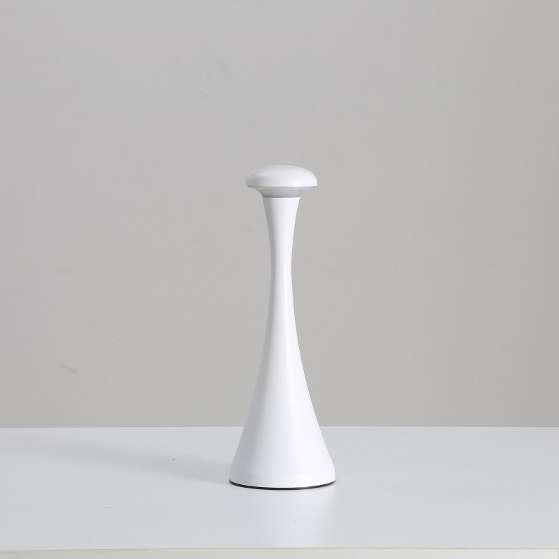 Image of white modern minimalist led mushroom lamp - touch control rechargeable night light versatile for both home and professional use
