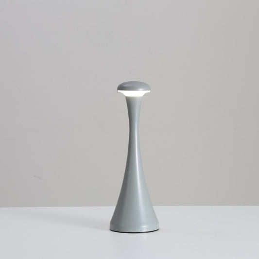 Image of grey modern minimalist led mushroom lamp - touch control rechargeable night light  versatile for both home and professional use