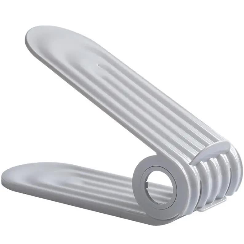 Image of 2 pcs grey adjustable shoe slot organizer - space-saving shoe storage solution for closet and shelf available at The Epic Shop
