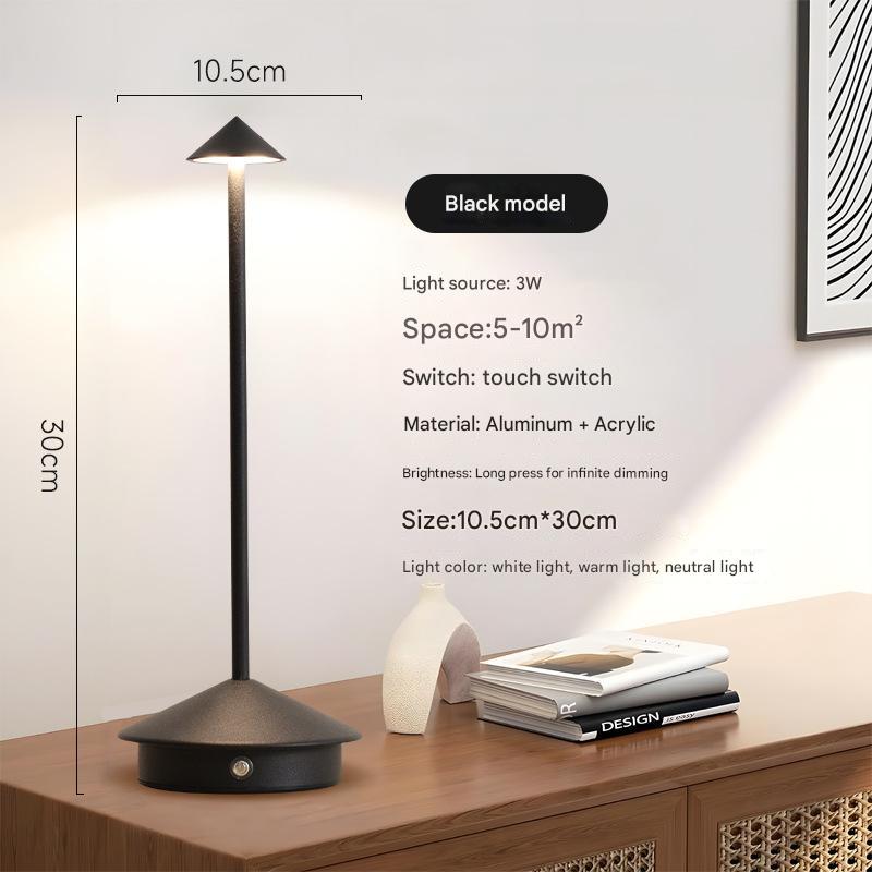Image of black modern minimalist aluminum led mushroom night light - creative bedside atmosphere lamp for dining room and bedroom ideal for luxury casual home interiors