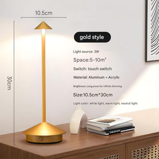 Image of gold modern minimalist aluminum led mushroom night light - creative bedside atmosphere lamp for dining room and bedroom  ideal for luxury casual home interiors