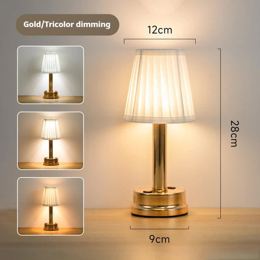 Image of gold creative led rechargeable table lamp | 3 adjustable light modes | touch control | usb charging | modern atmosphere light for bar, restaurant, cafe, and home decor  ideal for luxury casual home interiors