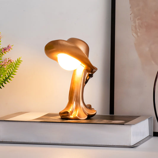 Image of gold creative cowboy hat usb table lamp for home and office decor  versatile for both home and professional use