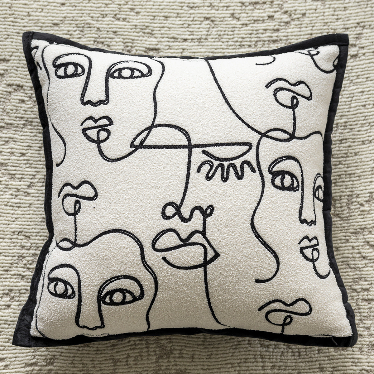 Image of threaded avatar 45x45cm decorative zebra-pattern pillow cover with non-woven insert versatile for both home and professional use