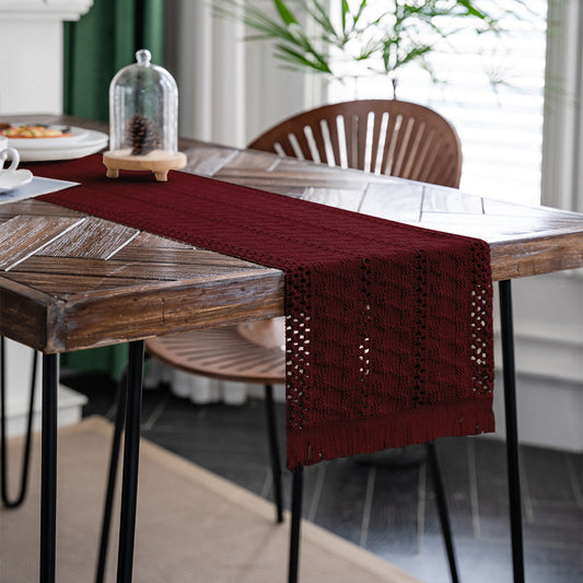 Image of twisted handmade tassel table flag vintage-inspired chinese table runner with retro ambiance - 30x200cm new style tea flag for tv cabinet and festival decor  ideal for luxury casual home interiors
