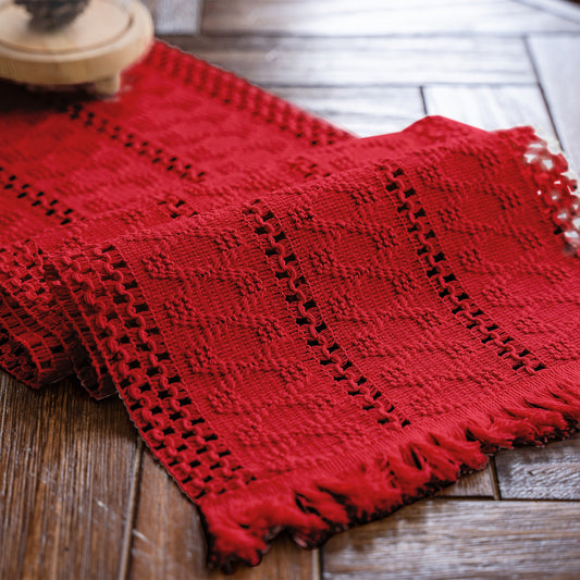 Image of red twisted red whiskers table flag vintage-inspired chinese table runner with retro ambiance - 30x200cm new style tea flag for tv cabinet and festival decor  ideal for luxury casual home interiors