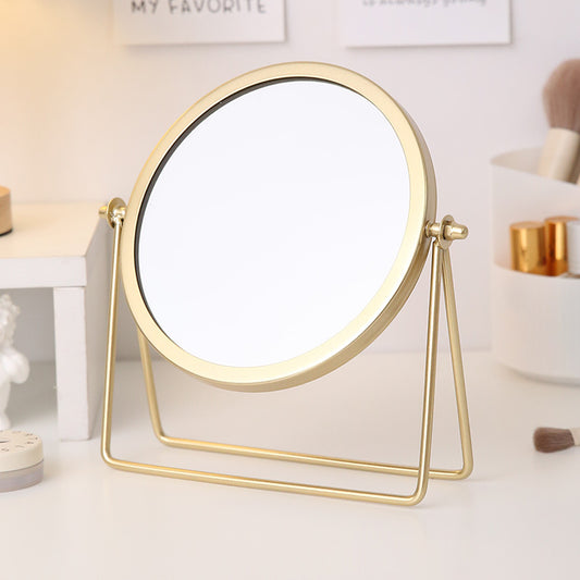 Image of Gold Rotating Tabletop Makeup Mirror - 360º Swivel Vanity Mirror for Bedroom & Desk