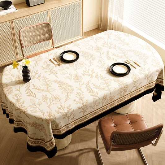 Image of style a black and off white premium pvc tablecloth - oil & water resistant table cover for dining tables (140 x 220 cm)  ideal for luxury casual home interiors