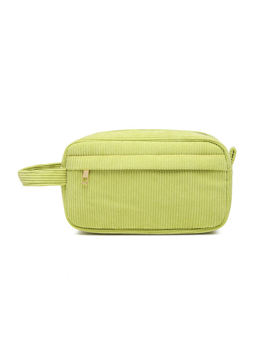 Image of green 2-pcs corduroy pencil case - large capacity storage bag  suitable for aged care, corporate offices, and commercial settings