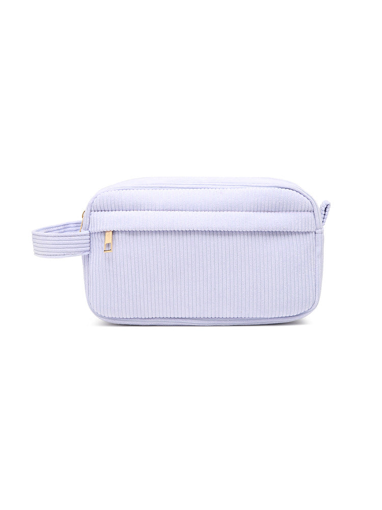 Image of sky blue 2-pcs corduroy pencil case - large capacity storage bag suitable for aged care, corporate offices, and commercial settings