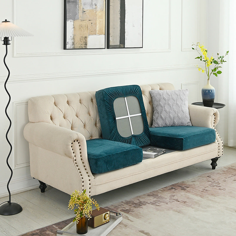 Image of 2 pcs green elegant polyester sofa cover - full protection against cat scratches & wear ideal for luxury casual home interiors