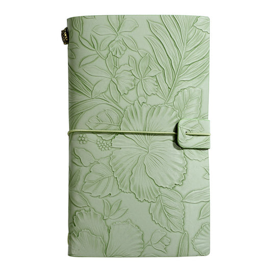 Image of green 2-pack vintage floral embossed pu leather journals - 192 pages each  suitable for aged care, corporate offices, and commercial settings