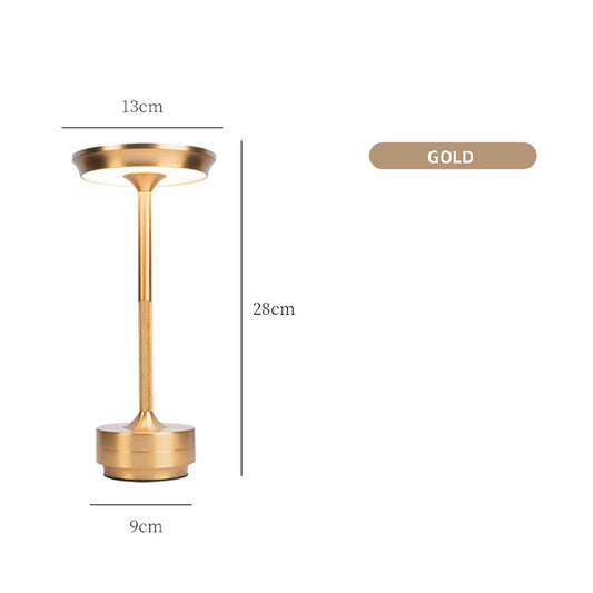 Image of gold elegant aluminum alloy rechargeable led touch lamp - 3-color dimmable cordless table light  versatile for both home and professional use