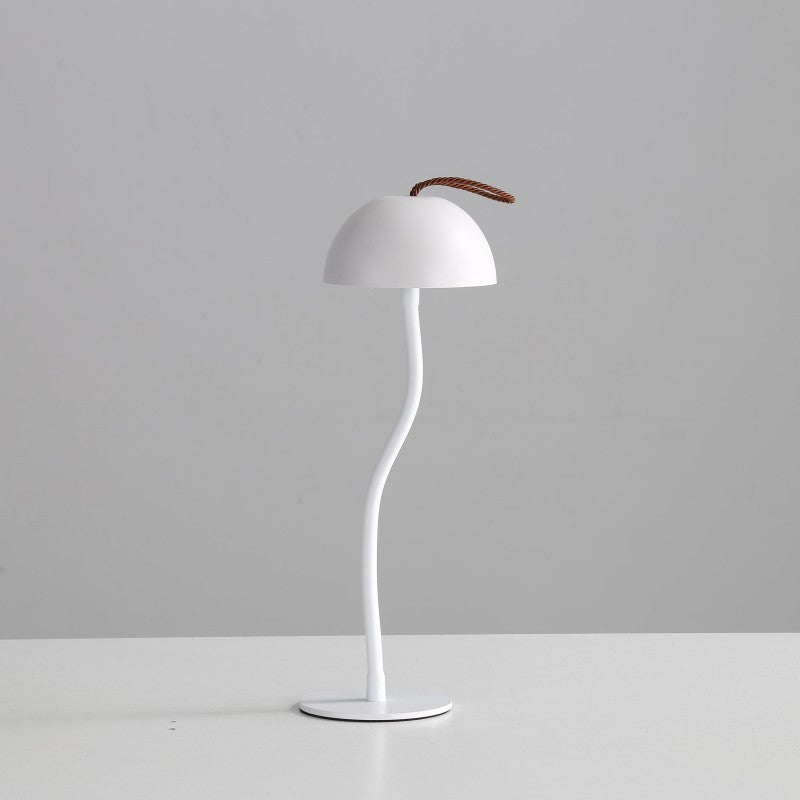 Image of white sleek minimalist led mushroom table lamp - rechargeable 3-color touch control, bar & ambient light versatile for both home and professional use