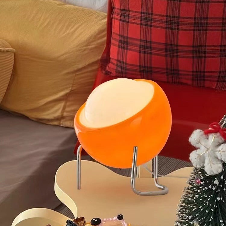 Image of 25cm orange creamy-style table lamp with 3-color dimming - usb ideal for luxury casual home interiors
