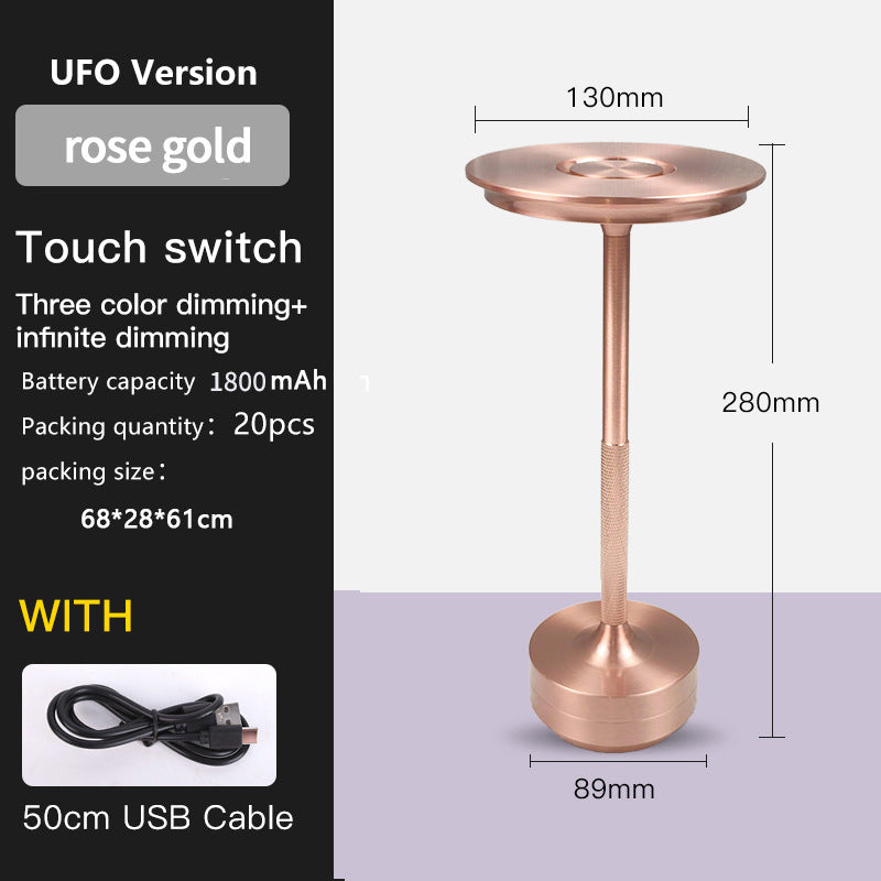 Image of ufo version led desk lamp - rose gold touch switch with dimming and usb cable versatile for both home and professional use