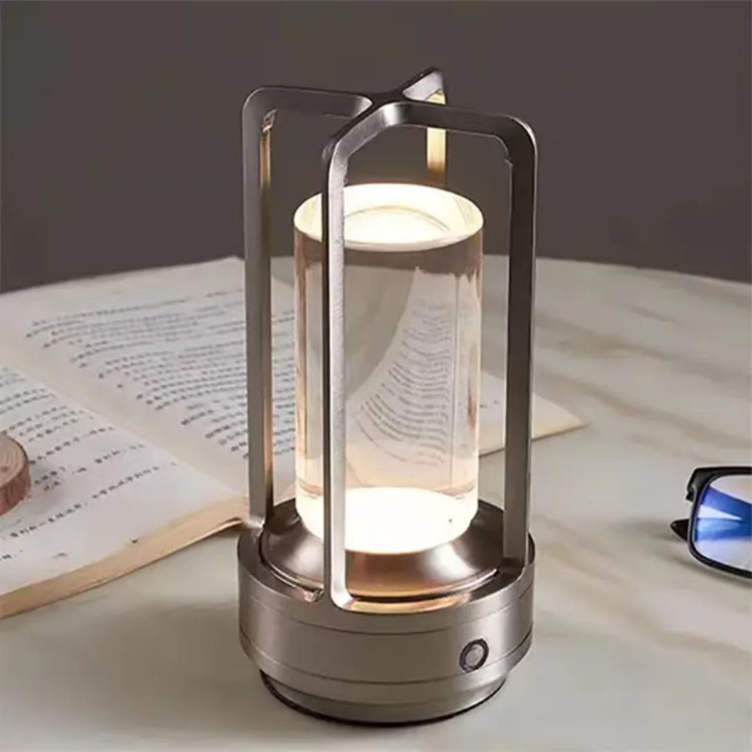 Image of cross-shaped led table lamp - silver touch button with usb charging available at The Epic Shop