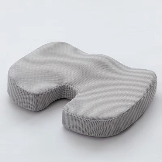 Image of grey ergonomic u-shaped memory foam seat cushion - coccyx relief & posture support with breathable cover  suitable for aged care, corporate offices, and commercial settings