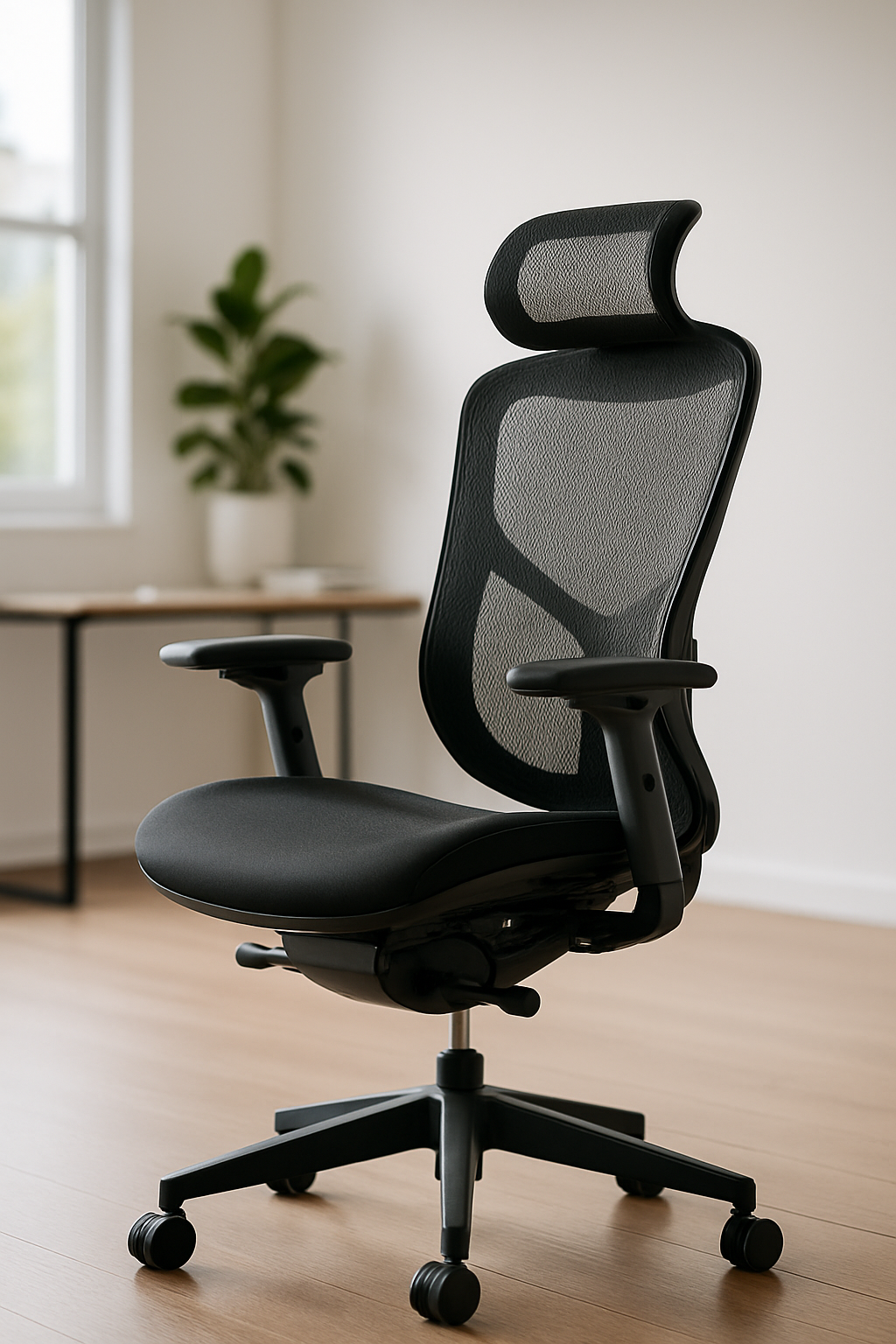 Professional sitting with perfect posture in a black ergonomic office chair in a modern workspace - Ergonomic Office Chairs - The Epic