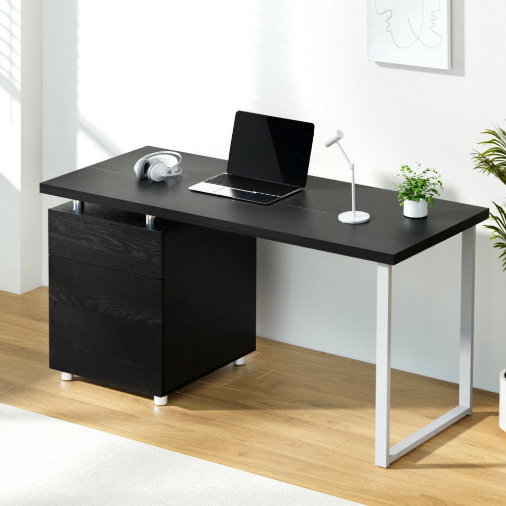 Image of artiss computer desk drawer black 140cm  suitable for aged care, corporate offices, and commercial settings
