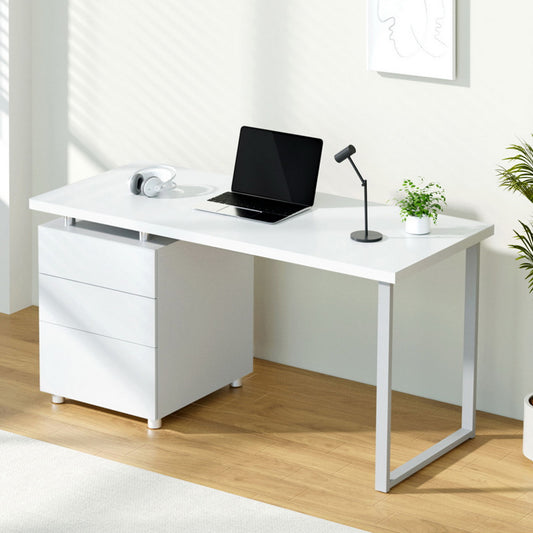 Image of artiss computer desk drawer white 140cm  suitable for aged care, corporate offices, and commercial settings