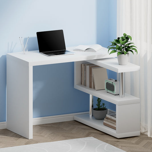 Image of artiss computer desk l-shape bookshelf white  suitable for aged care, corporate offices, and commercial settings