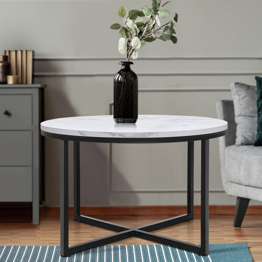 Image of artiss coffee table round 70cm marbel effect  ideal for luxury casual home interiors