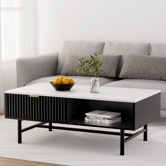 Image of artiss coffee table drawer storage shelf black  ideal for luxury casual home interiors