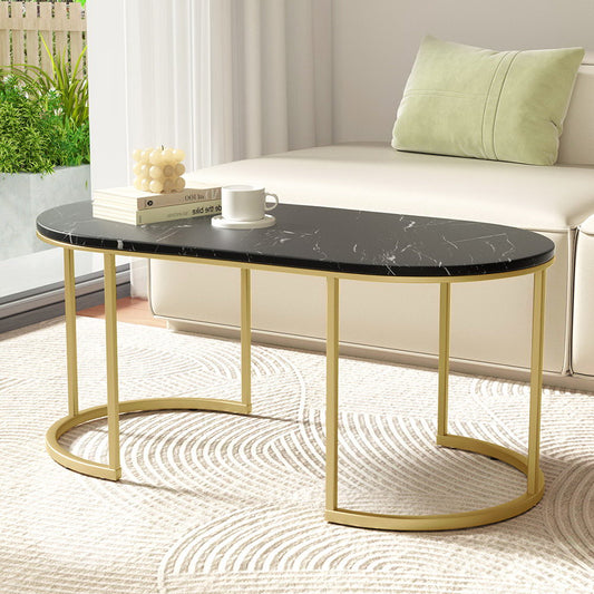 Image of artiss coffee table marble effect black  available at The Epic Shop