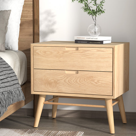 Image of artiss bedside table drawers side end table storage cabinet nightstand oak gino  ideal for luxury casual home interiors