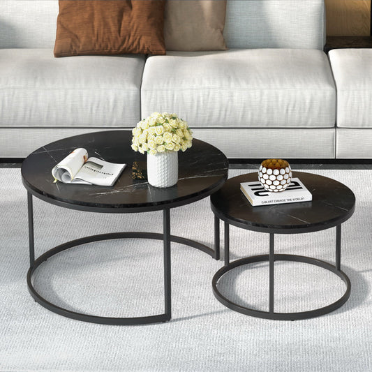 Image of artiss nesting coffee table set of 2 marble effect tika  ideal for luxury casual home interiors