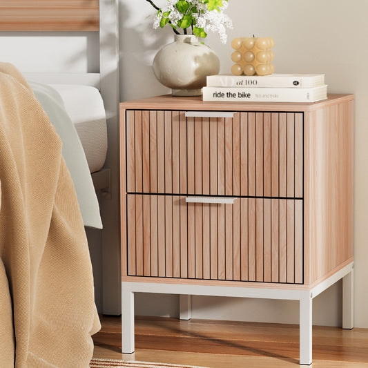 Image of artiss bedside table drawers side end table storage cabinet nightstand pine lura  ideal for luxury casual home interiors