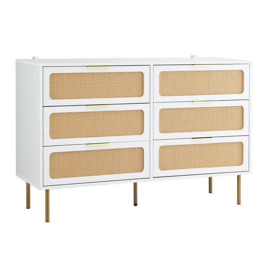 Image of artiss chest of 6 drawers lowboy cabinet white  suitable for aged care, corporate offices, and commercial settings
