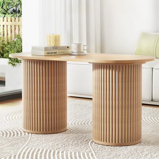 Image of artiss coffee table oval 100cm pine samuel  ideal for luxury casual home interiors