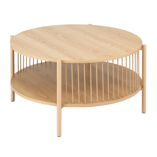 Image of artiss coffee table 2-tier round wood  ideal for luxury casual home interiors
