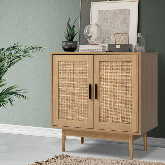 Image of artiss rattan buffet sideboard 2 doors - briony oak  ideal for luxury casual home interiors