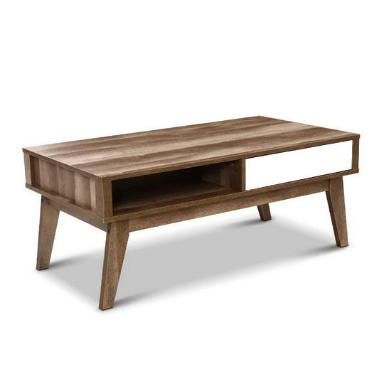 Image of artiss coffee table 2 drawers walnut serena  ideal for luxury casual home interiors