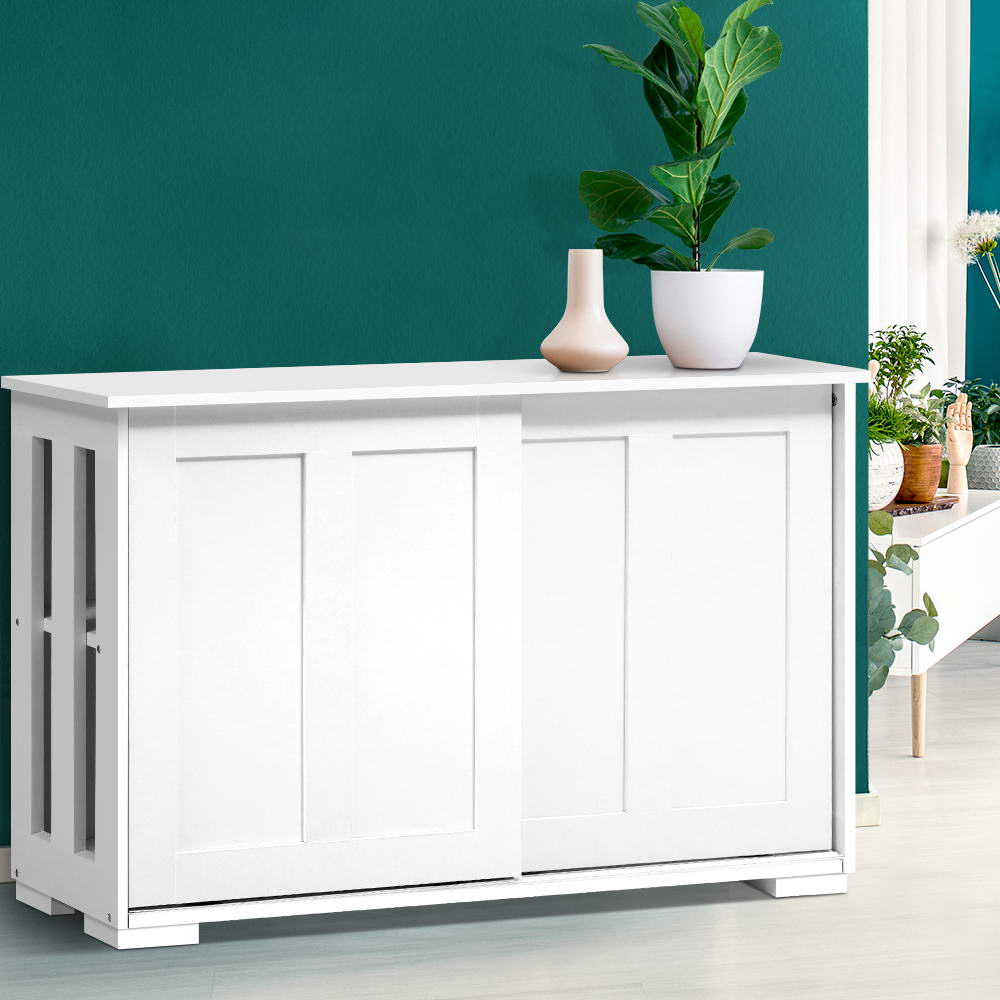 Image of artiss buffet sideboard sliding doors - sera white  ideal for luxury casual home interiors
