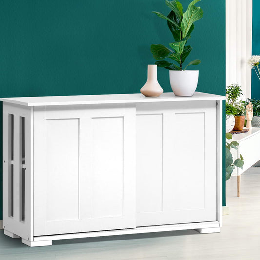 Image of artiss buffet sideboard sliding doors - sera white  ideal for luxury casual home interiors
