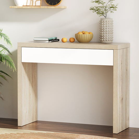 Image of artiss console table storage drawer jory white pine  ideal for luxury casual home interiors