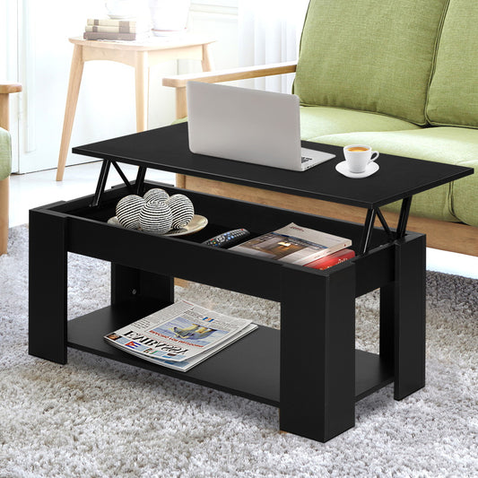 Image of artiss coffee table lift-top coffee table black  ideal for luxury casual home interiors