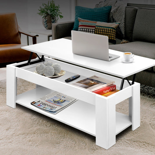 Image of artiss coffee table lift-top coffee table white  ideal for luxury casual home interiors