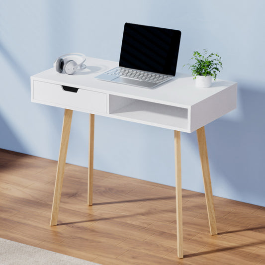 Image of artiss computer desk drawer cabinet shelf white 90cm  suitable for aged care, corporate offices, and commercial settings