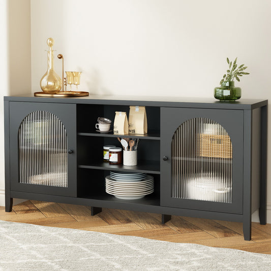 Image of artiss buffet sideboard shelves double doors - black  ideal for luxury casual home interiors