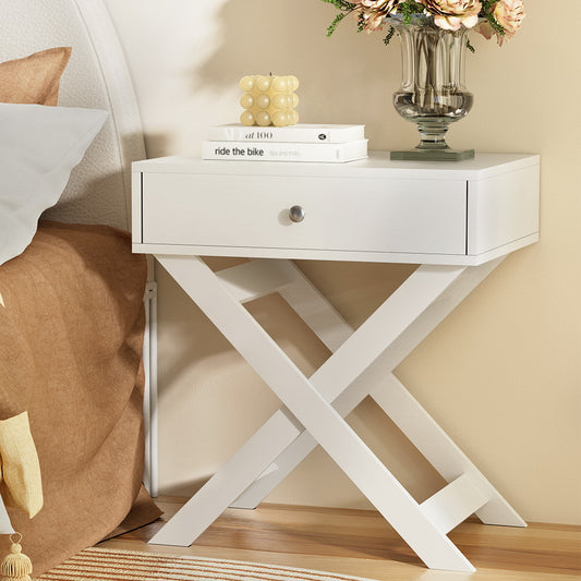 Image of artiss bedside table drawers side table storage cabinet nightstand white qara  ideal for luxury casual home interiors