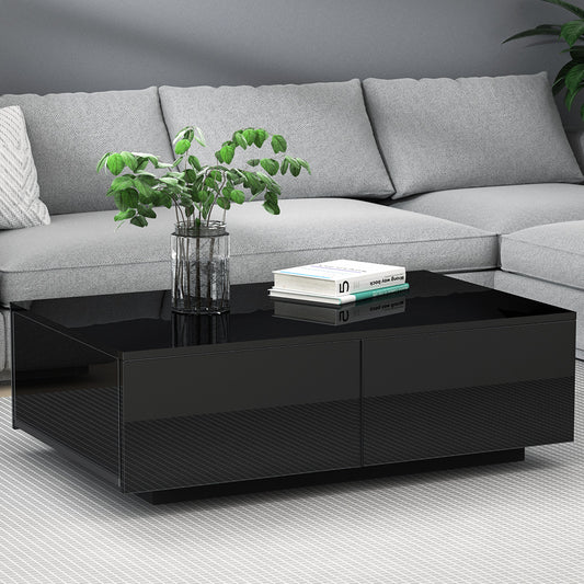 Image of artiss coffee table 4 drawers black trevi  ideal for luxury casual home interiors