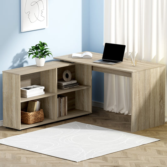Image of artiss computer desk bookshelf oak 130cm  suitable for aged care, corporate offices, and commercial settings