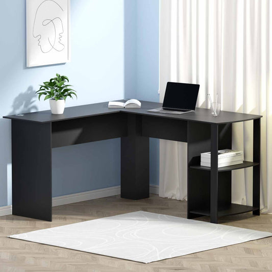 Image of artiss computer desk shelf l-shape black 136cm  suitable for aged care, corporate offices, and commercial settings
