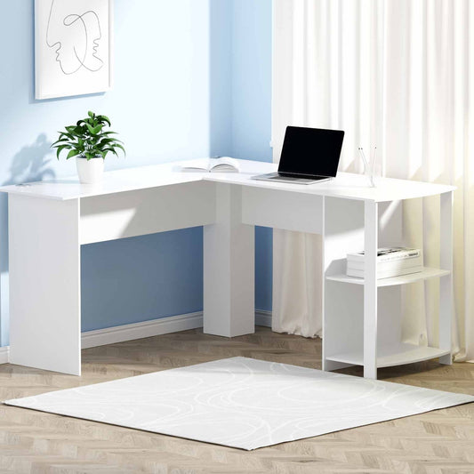 Image of artiss computer desk shelf l-shape white 136cm  suitable for aged care, corporate offices, and commercial settings